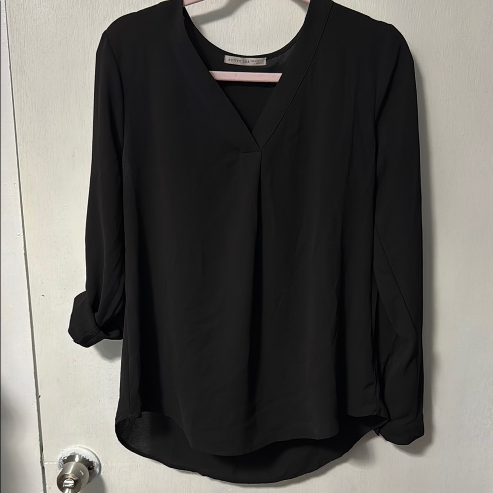Active USA Black V-Neck Blouse